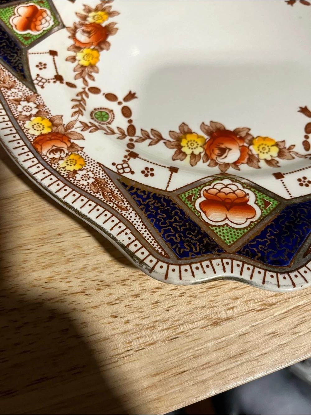 Stafford Floral Ceramic Serving Platter in Cream, Orange and Navy